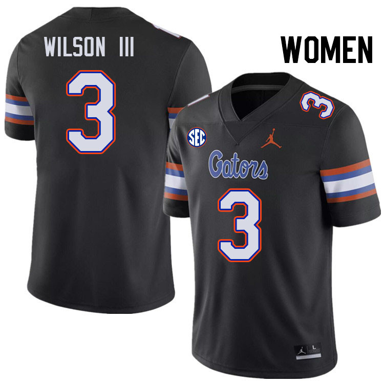 Women #3 Eugene Wilson III Florida Gators College Football Jerseys Stitched-Black